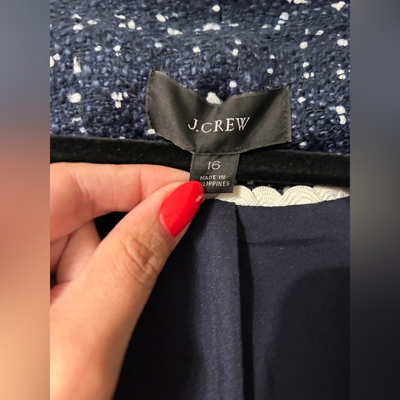 J. Crew Going-out blazer in navy spotted tweed Size 16 - Picture 5 of 9